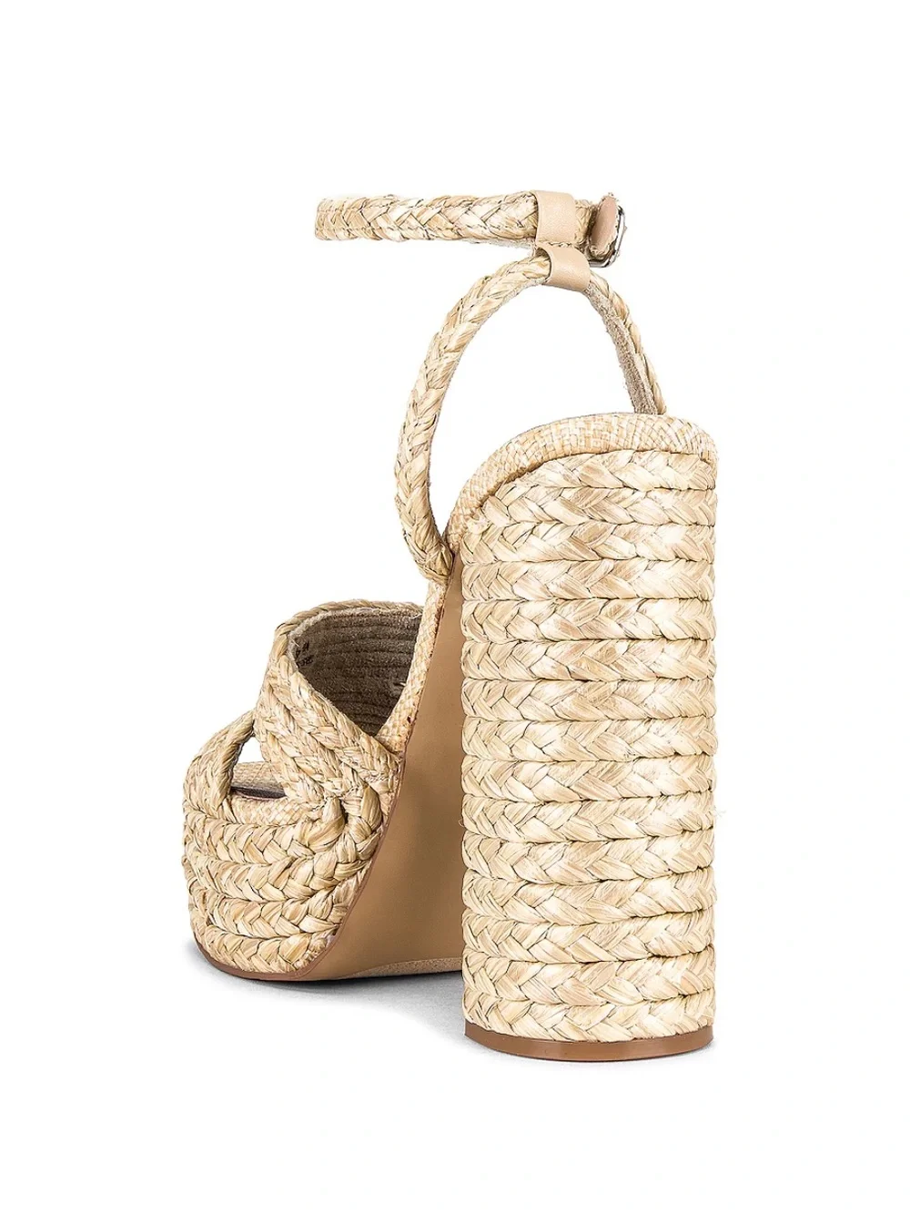 Jeffrey Campbell Yawl Chunky Platform Ankle Strap Sandal in Natural Raffia 9.5